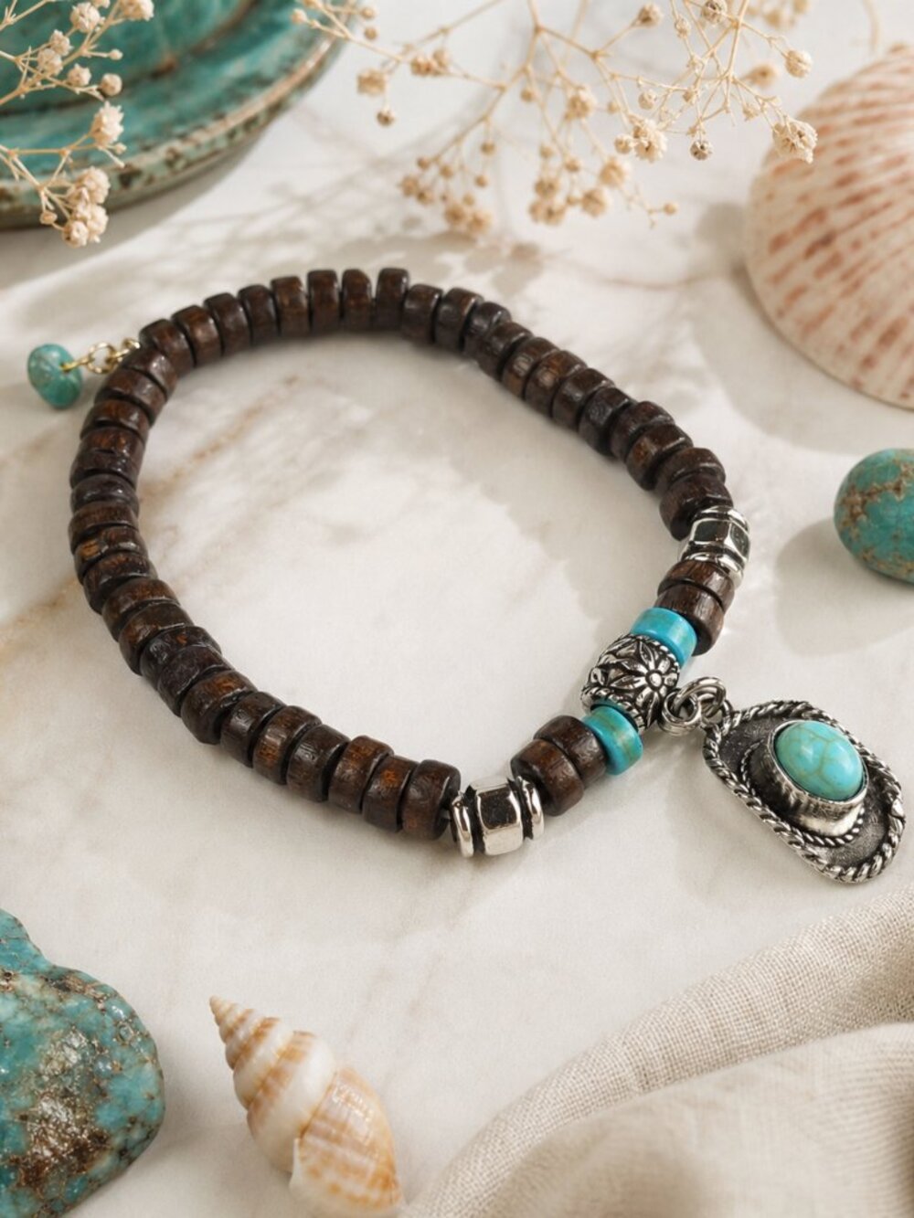 Boho Turquoise Bracelet Western Cowgirl Jewelry Rustic Beaded Bracelet Boutique